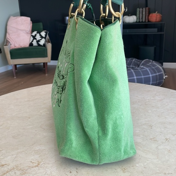 Vintage Juicy Couture XL purse tote green terry “Juice Loves” - Picture 4 of 16